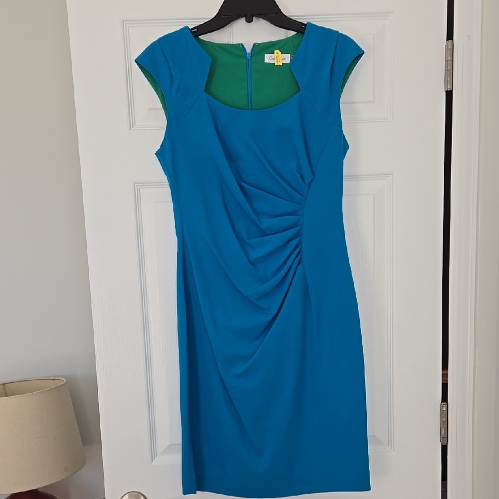 Calvin Klein Elegant Teal Blue Dress